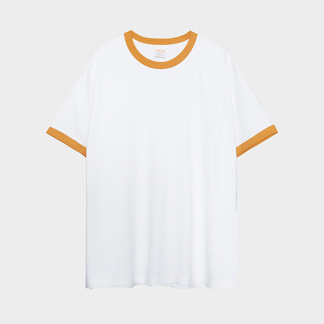 Cotton Japanese Style Basic T-Shirt with Vintage Patch