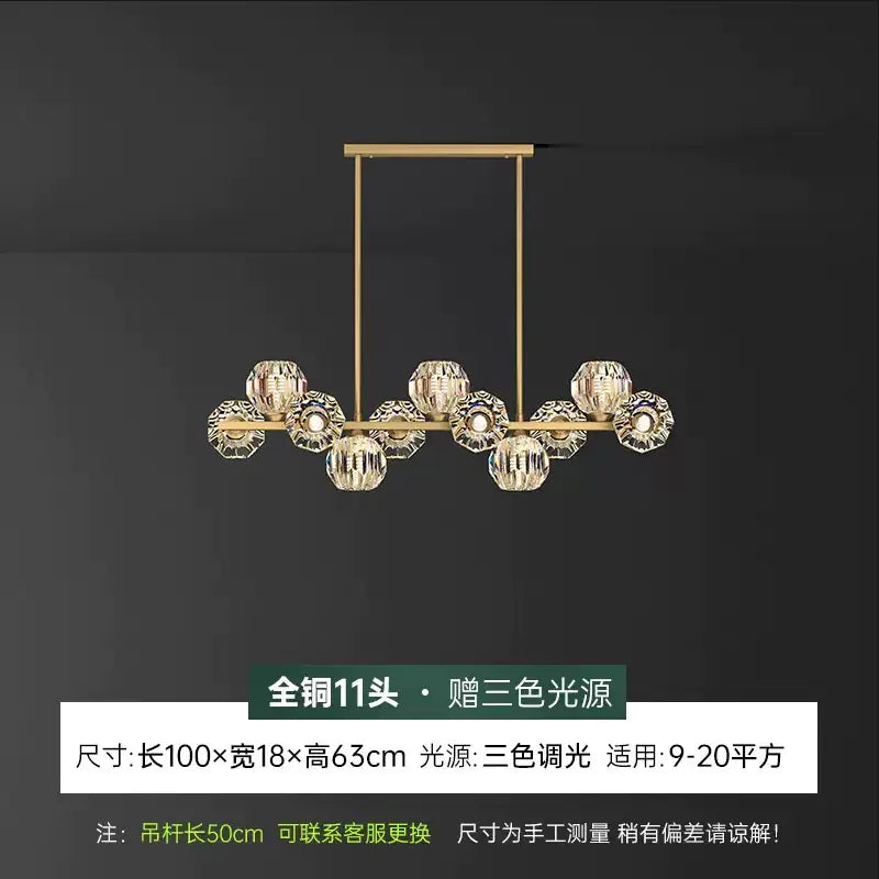 Modern Nordic Crystal Copper Dining Pendant Light