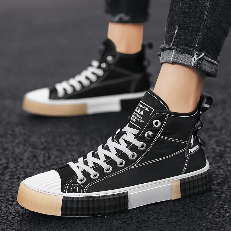 Men's High-Top Color Block Casual Shoes, Breathable