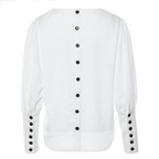 V-udskæring løs skjorte med lanterneærmer og knapper