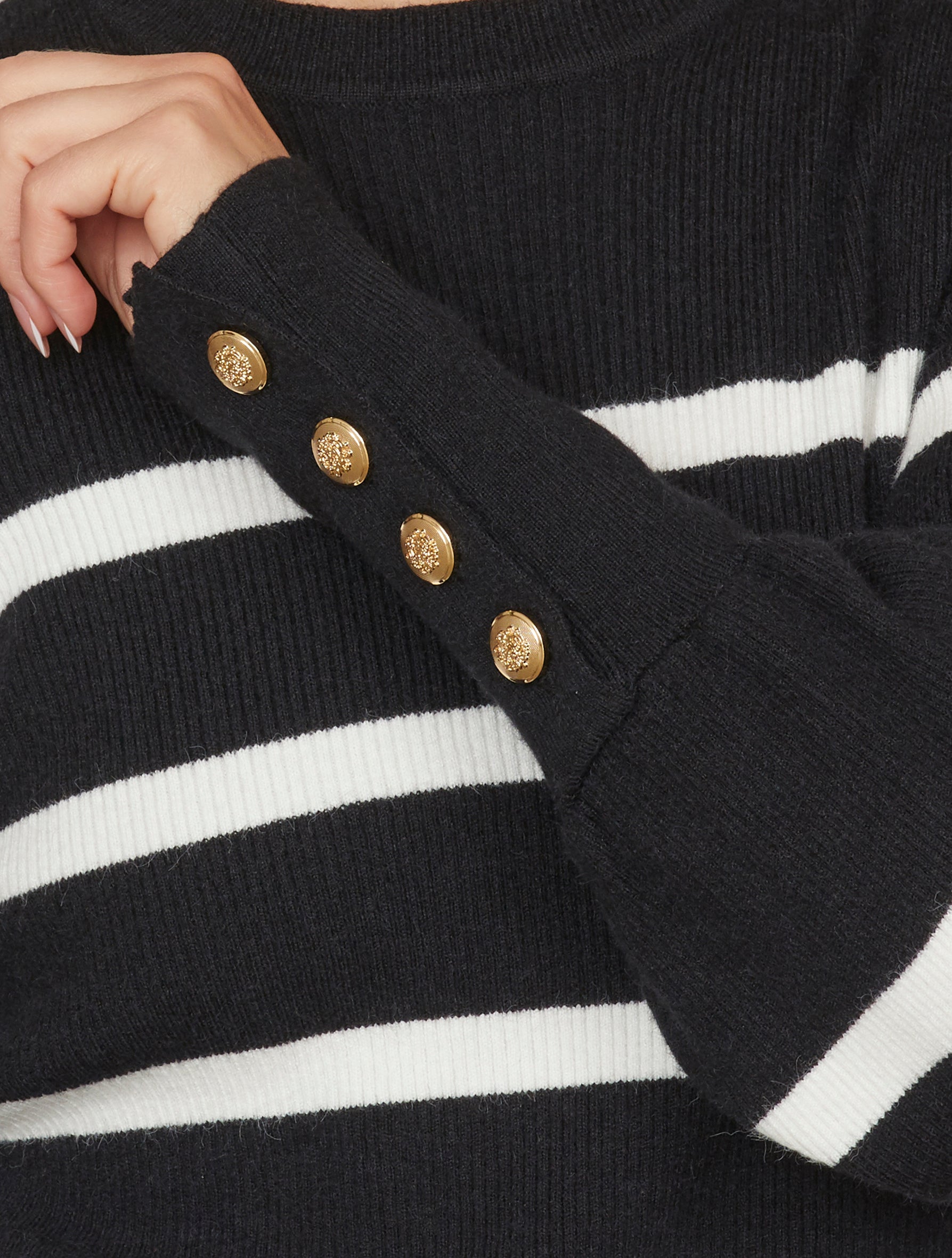 Hani-Stripe Bluse - Sort