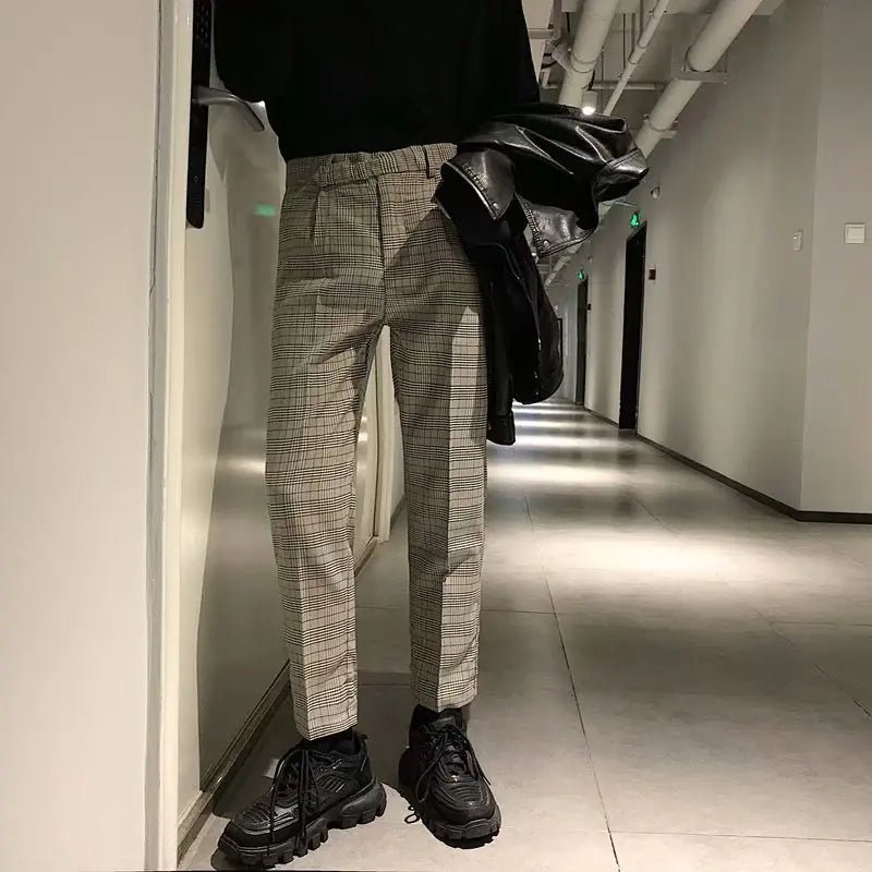 2020 Autumn Retro British Style Plaid Casual Trousers - StilNord