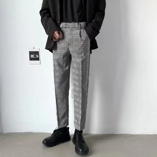 2020 Autumn Retro British Style Plaid Casual Trousers - StilNord