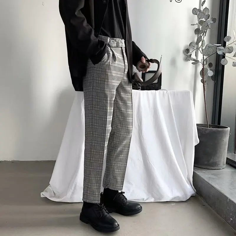 2020 Autumn Retro British Style Plaid Casual Trousers - StilNord