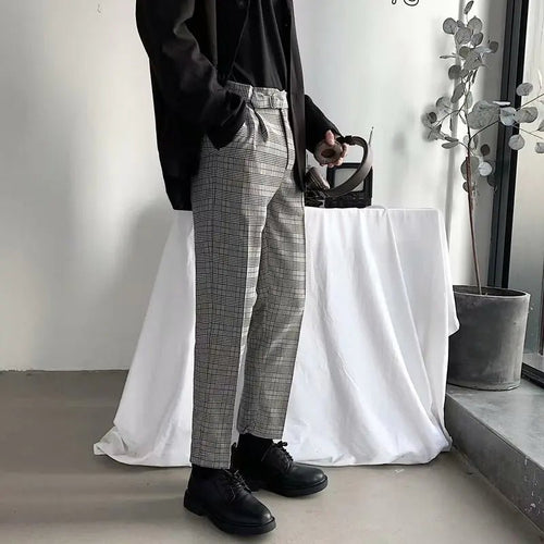 2020 Autumn Retro British Style Plaid Casual Trousers - StilNord