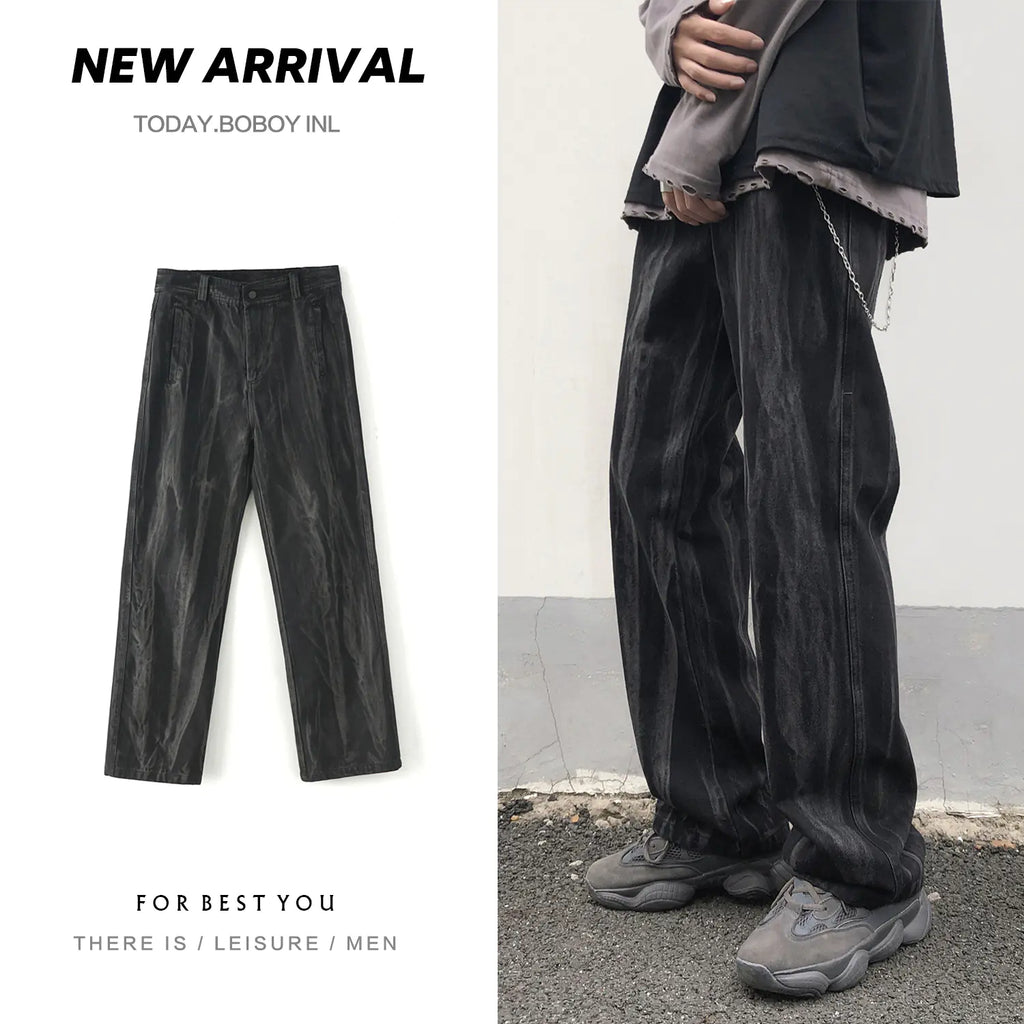 Trendy Tie-Dye Loose Straight-Leg Pants for Spring/Fall