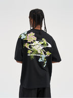 Kortærmet T-shirt med broderede blomster