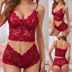 Lace Lingerie Set with Adjustable Camisole and Thong