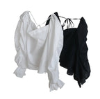 Retro French Puff Sleeve Off-Shoulder Blouse Shirt