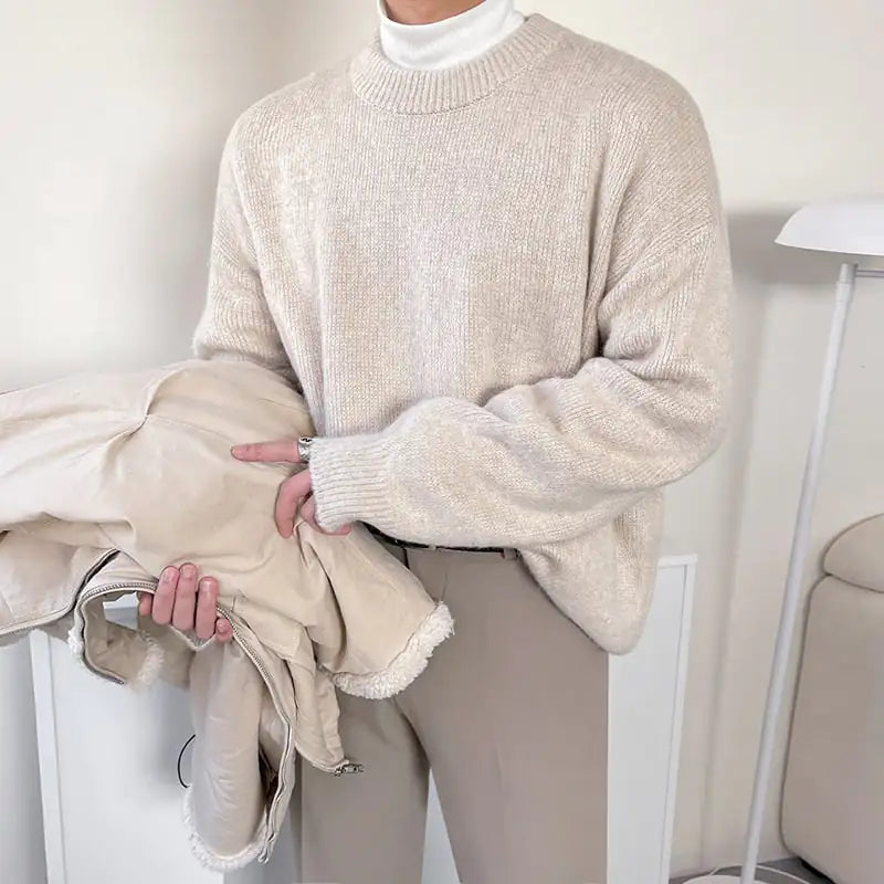 Wind-Padded Long-Sleeve Pullover Sweater