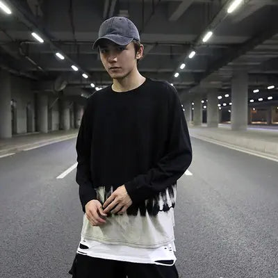 Gradient Split Hem Basic T-Shirt