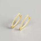 Geometric S925 Silver Large Hoop Earrings with Diamonds