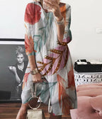 Women's V-neck Printed Short Sleeve Dress