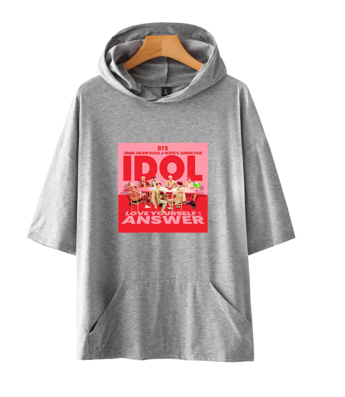 Fashionable Hooded Short Sleeve T-Shirt