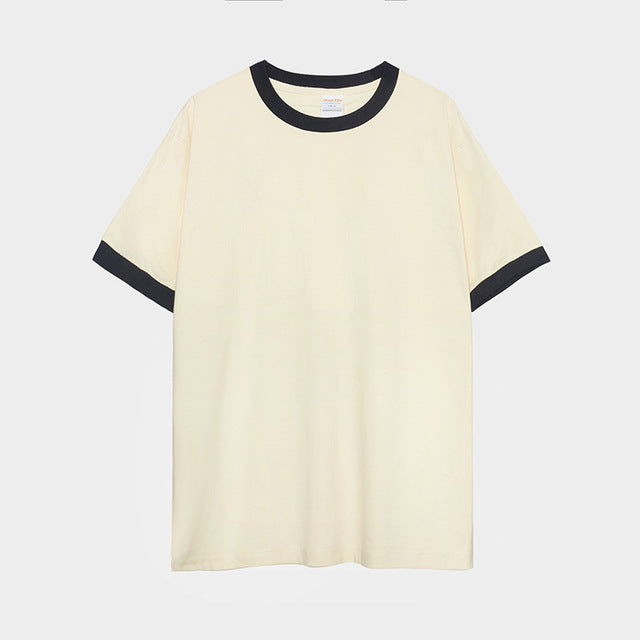 Cotton Japanese Style Basic T-Shirt with Vintage Patch