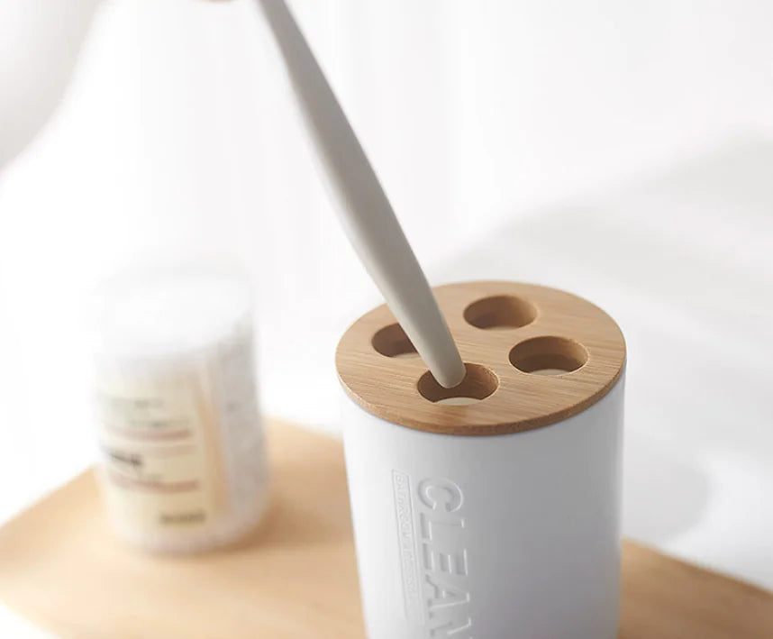 Nordic Bamboo Bathroom Accessories Set (6 Pieces)