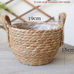 Handwoven Nordic Straw Basket Planter for Home Decor