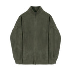 Half-High Neck Zip Knit Cardigan