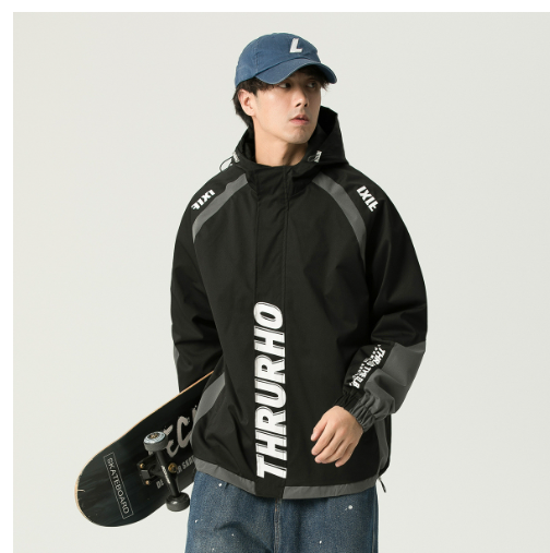 Funktionel jakke i bomuld med hætte