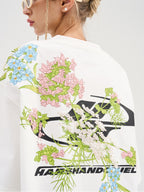 Kortærmet T-shirt med broderede blomster