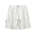 Pleated Panel Ribbon Denim Cargo Shorts