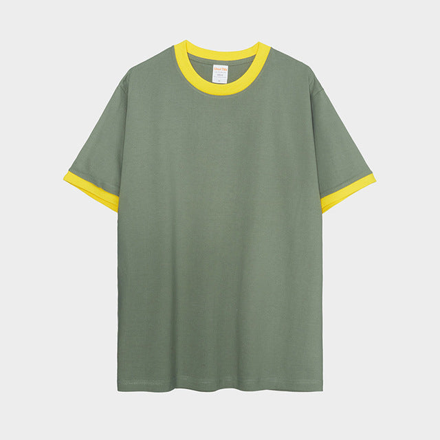 Cotton Japanese Style Basic T-Shirt with Vintage Patch
