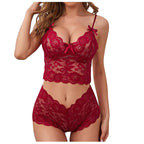 Lace Lingerie Set with Adjustable Camisole and Thong