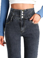 High Rise Skinny Jeans - Washed Grey Tight Fit