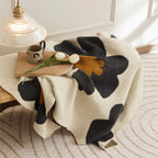 Nordic Flower Pattern Soft Knitted Blanket for Couch