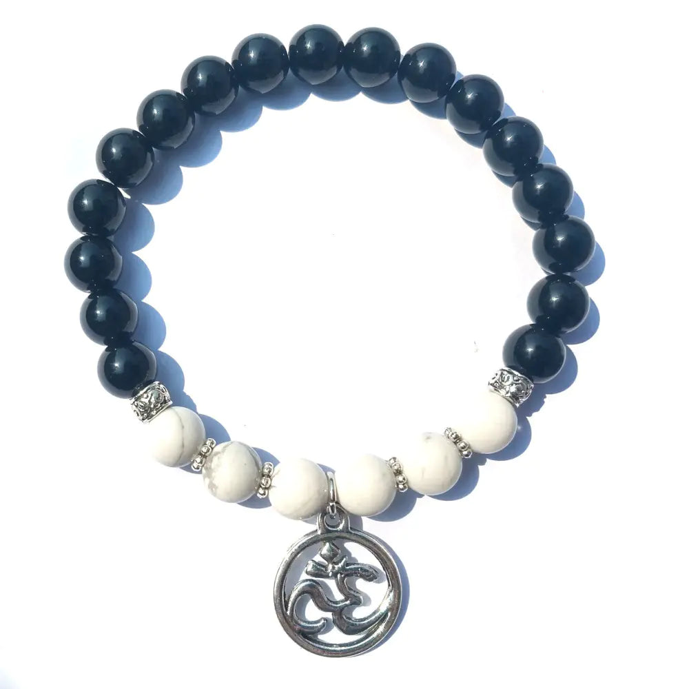 Black Agate Buddha Bead Energy Stone Bracelet