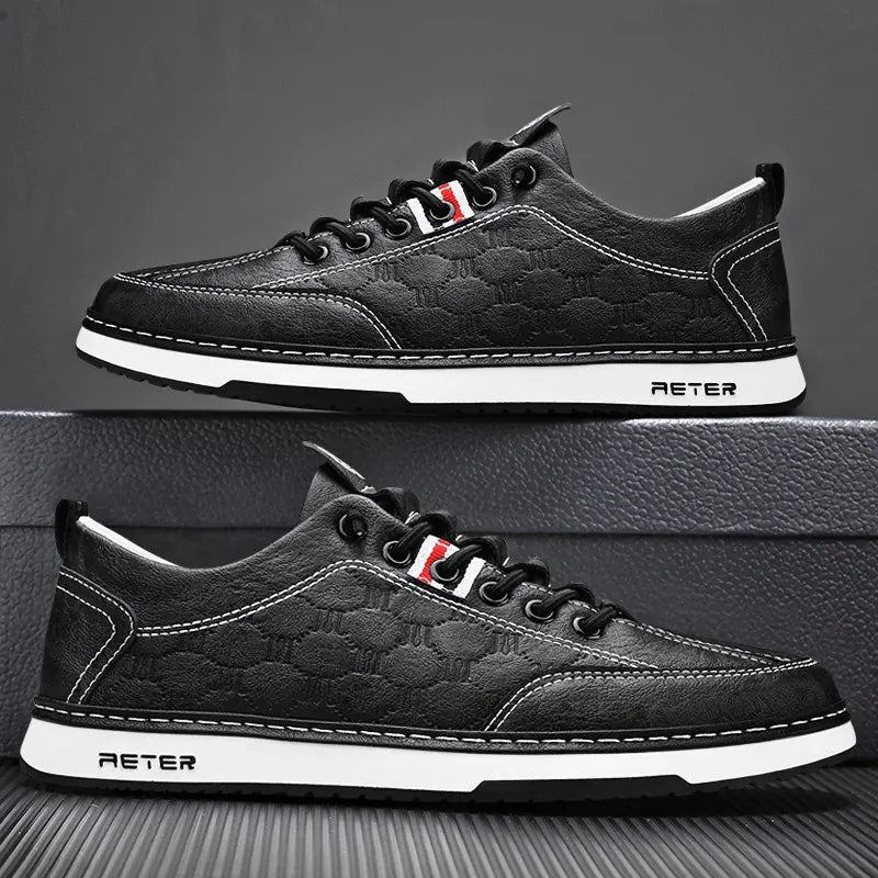 Trendy slip-on herresneakers i læder til afslappet brug