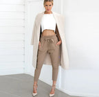 High-Waisted Casual Cropped Pants