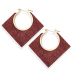 Geometric Round Wooden Color Block Earrings for Women