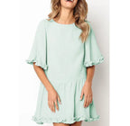 LIVA2018 Women's White Round Neck Flare Dress