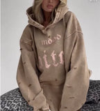 Women's Casual Distressed Print Hoodie