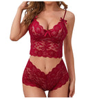 Lace Lingerie Set with Adjustable Camisole and Thong