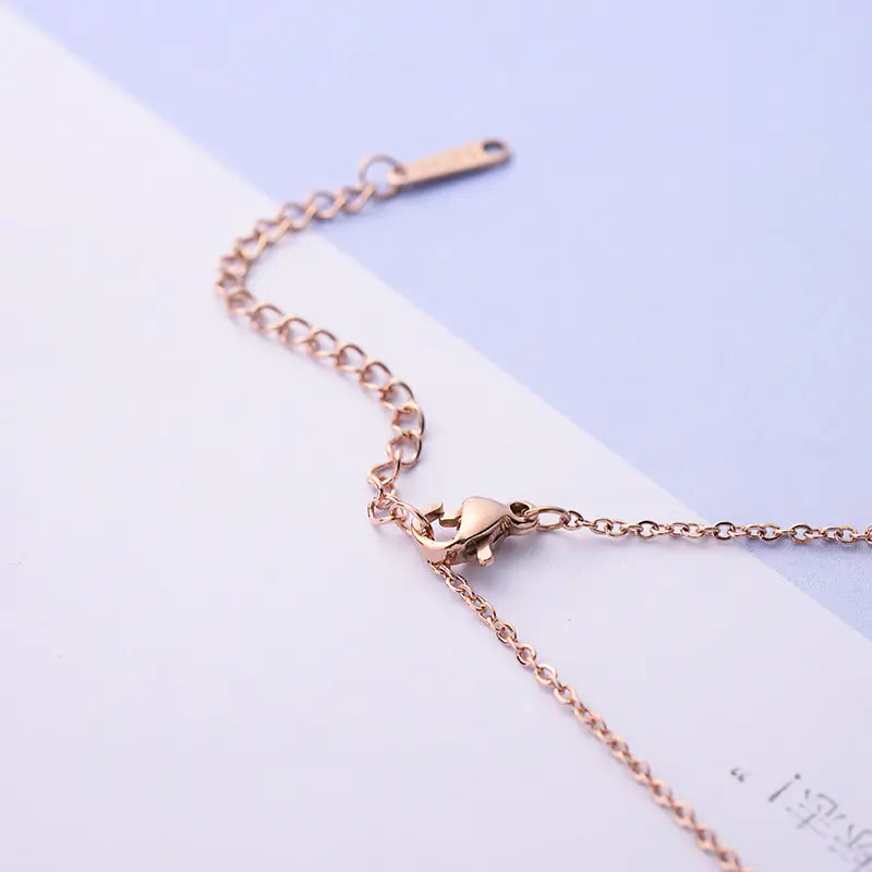 Fashionable Rose Gold Titanium V Necklace for Women