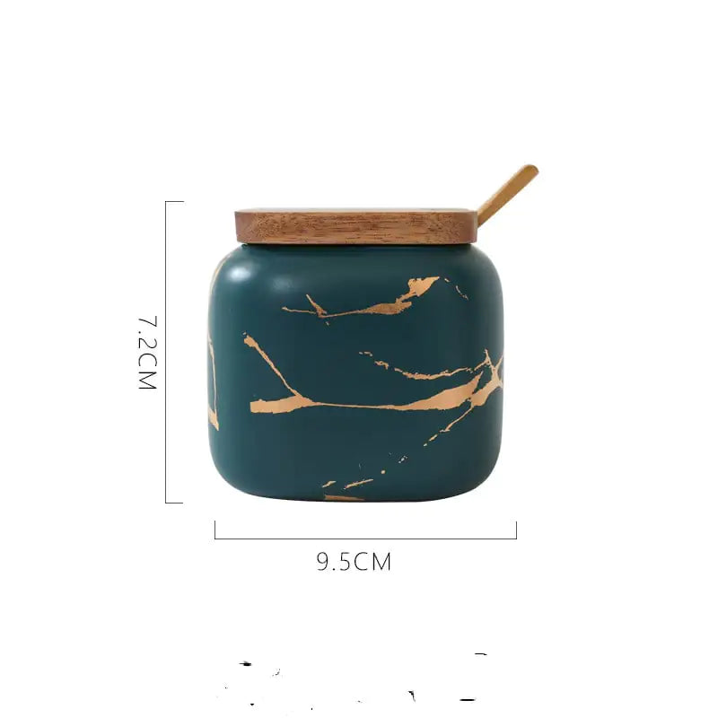 Nordic Matte Marbled Ceramic Spice Jar