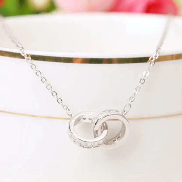 Rose Gold Double Ring Choker Necklace for Women