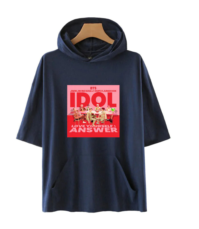 Fashionable Hooded Short Sleeve T-Shirt