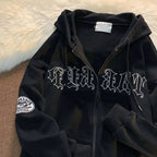 Lettered Hooded Sweater Cardigan for Couples