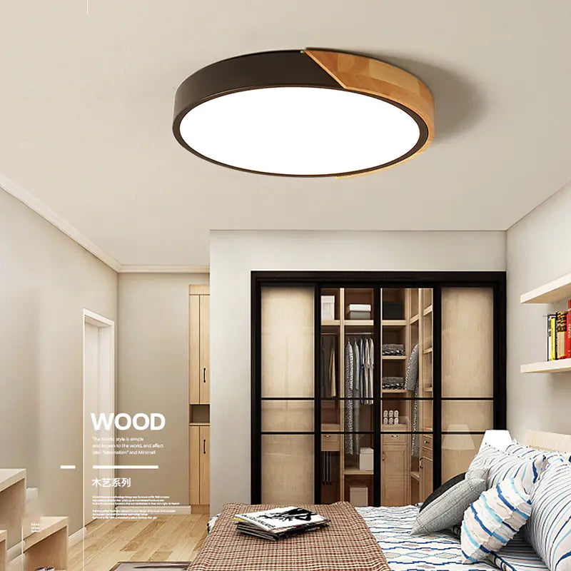 Modern Nordic LED Ceiling Light with Wooden Design