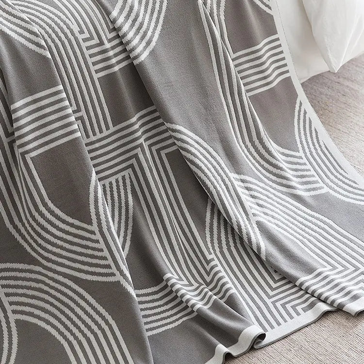 Nordic Geometric Minimalist Knitted Summer Blanket