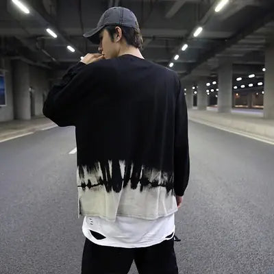 Gradient Split Hem Basic T-Shirt