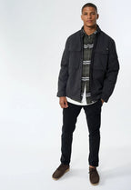 Humphrey Light Twill boxpocket quilt overshirt - Dark Grey