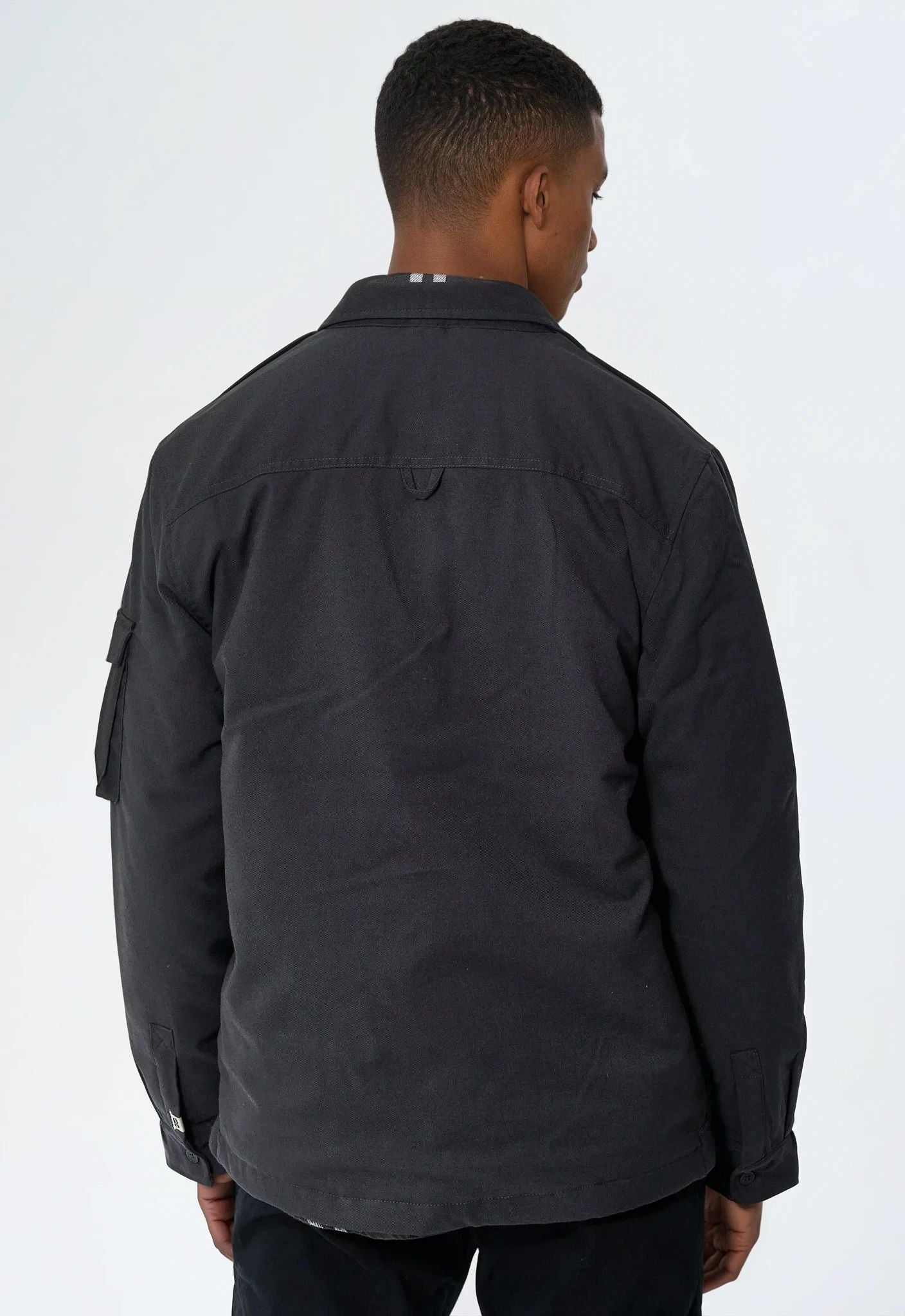 Humphrey Light Twill boxpocket quilt overshirt - Dark Grey