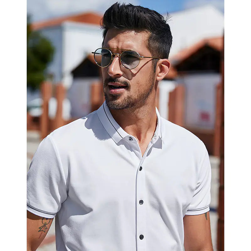 Summer Cotton Knitted Cardigan - Men's Polo Shirt 3391