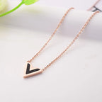 Fashionable Rose Gold Titanium V Necklace for Women