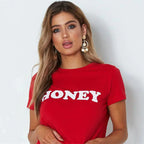 HONEY T-shirt med Grafisk Bogstavprint