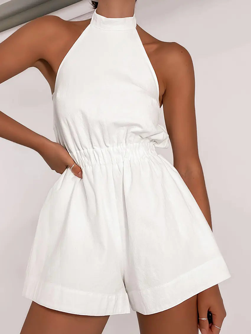 2023 Summer Backless Cotton Beach Jumpsuit for Women